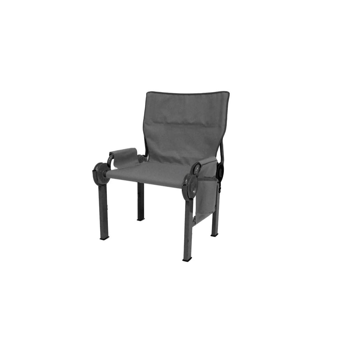 Disc-chair sedia da campeggio, telaio nero e tessuto grigio