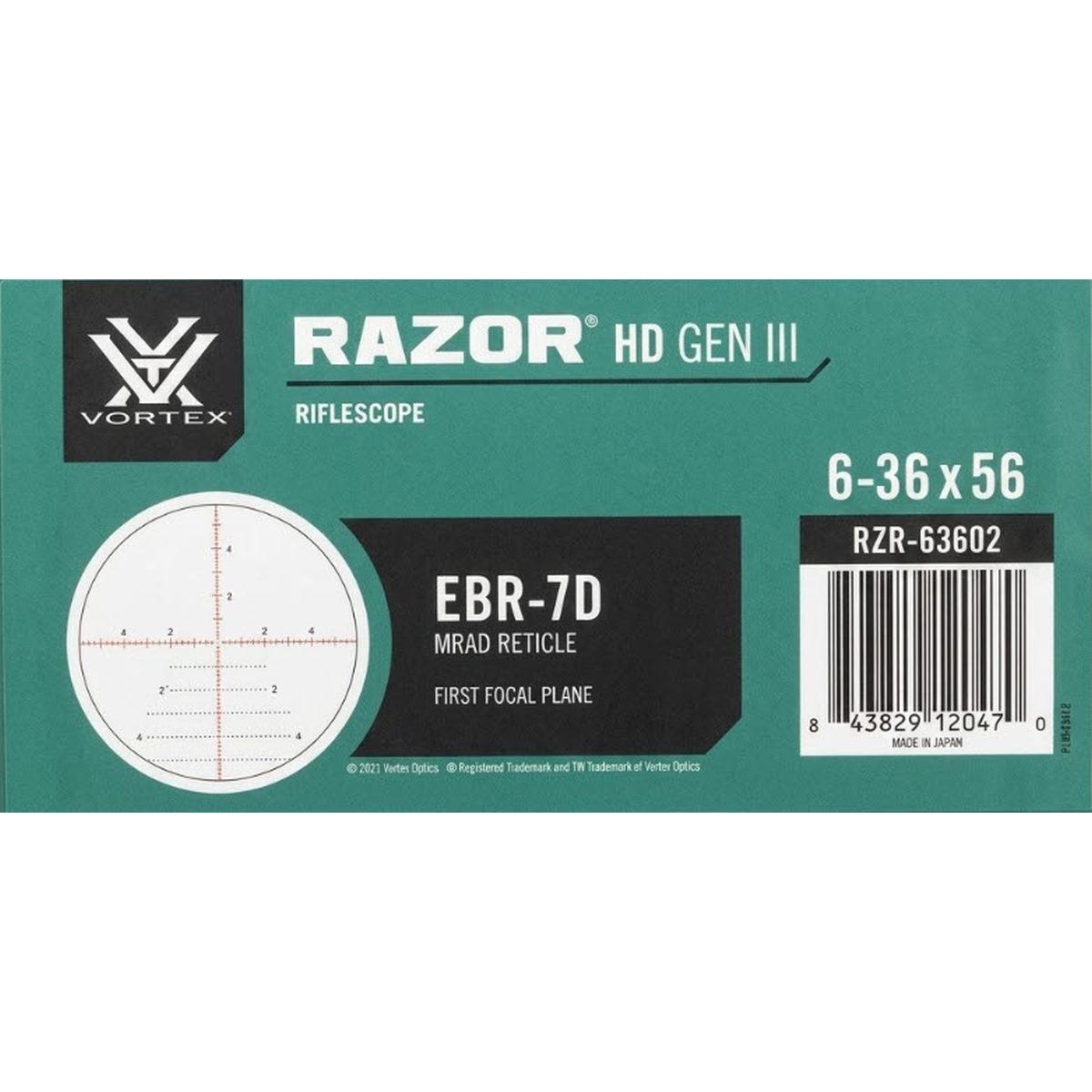 Razor HD Gen III 6-36x56 FFP EBR-7D MRAD