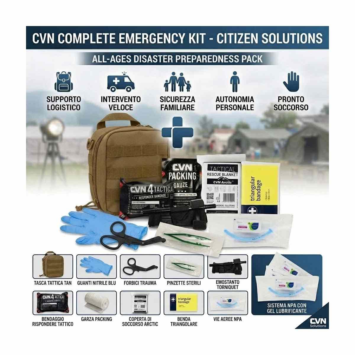 Kit emergenza medio con tasca Coyote Brown